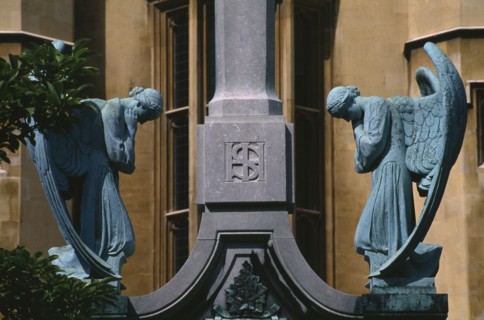 ENGLAND, London, Lambeth Palace. Angel statues. Official London residence of the Archbishop of