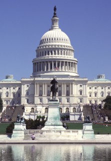USA, Washington DC, "General Ulysses S Grant equestrian sculpture and The Capitol Building, Capitol