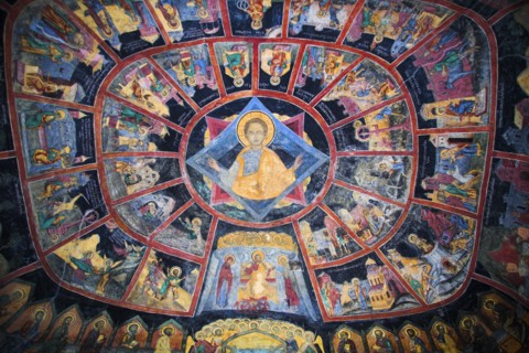 ROMANIA, Transylvania, Sinaia, "Prahova Valley, Paintings on ceiling of Old Church, Sinaia Orthodox
