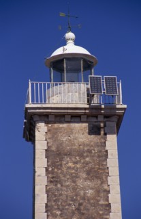 GREECE, Ionian Islands, Cephalonia, Fishkardo. Solar powered lighthouse.