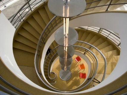ENGLAND, East Sussex, Bexhill-on-Sea, The De La Warr Pavilion. Interior view down the helix