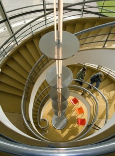 ENGLAND, East Sussex, Bexhill-on-Sea, The De La Warr Pavilion. Interior view down the helix