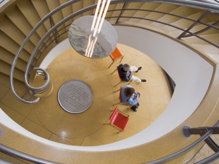 ENGLAND, East Sussex, Bexhill-on-Sea, The De La Warr Pavilion. Interior view down the helix