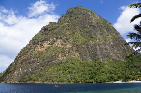 WEST INDIES, St Lucia, Soufriere , Val des Pitons The white sand beach at the Jalousie Plantation