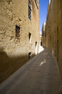 MALTA, Mdina, The Silent City. Narrow street in the Medieval city
