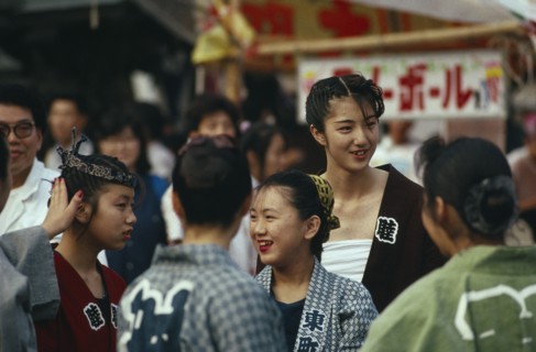 JAPAN, Honshu, Tokyo, Chiba. Narita. Gion Matsuri Festival. Young women 20 years old wearing