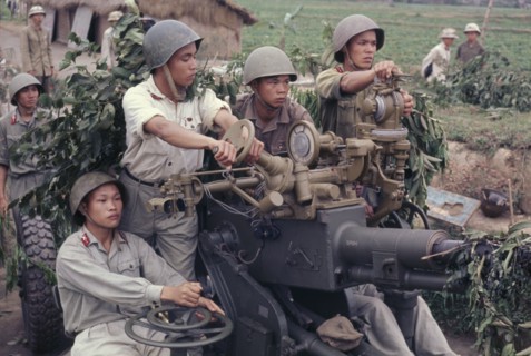 VIETNAM, North , War, North Vietnamese soldiers with anti aircraft missile launcher.