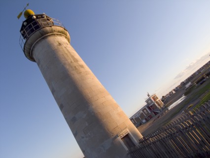 ENGLAND, West Sussex, Shoreham-by-Sea, Angled view of the Lighthouse at Kingston Beach next to