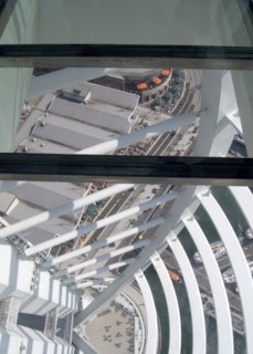 ENGLAND, Hampshire, Portsmouth, Gunwharf Quays. The Spinnaker Tower. Interior view looking down