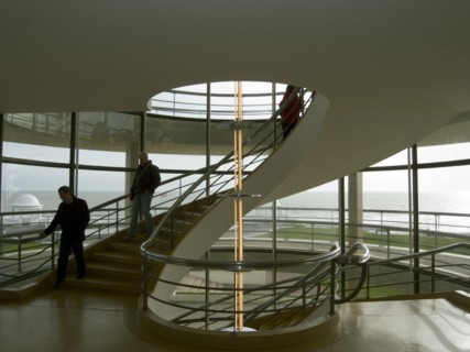 ENGLAND, East Sussex, Bexhill-on-Sea, The De La Warr Pavilion. Interior view of the helix staircase