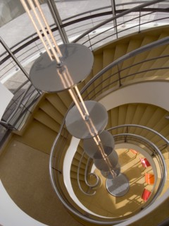ENGLAND, East Sussex, Bexhill-on-Sea, The De La Warr Pavilion. Interior view down the helix