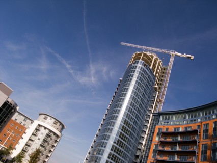 ENGLAND, Hampshire, Portsmouth, Gunwharf Quays complex. A development of tall modern apartments in