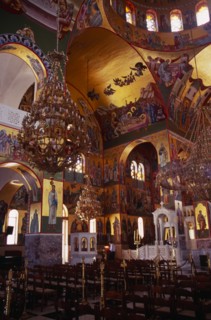 GREECE, Ionian Islands, Cephalonia, St Gerasimou Monastery interior.