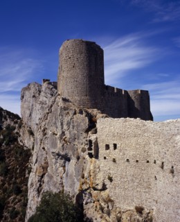 FRANCE, Languedoc-Roussillon, Aude, "Chateau Peyrepertuse.  Ruined medieval Cathar castle