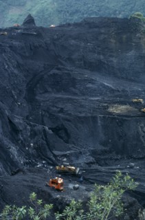 COLOMBIA, Industry, Mining Emeralds, Muzo Quipama Emerald Mine earth moving equipment belonging to
