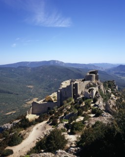 FRANCE, Languedoc-Roussillon, Aude, "Chateau Peyrepertuse.  Ruined medieval Cathar castle