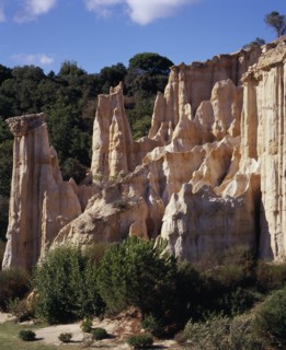 FRANCE, Languedoc-Roussillon, Pyrenees-Orientales, Ille Sur Tet.  Sandstone area known as Orgues.