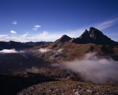 FRANCE, Aquitaine, Pyrenees Atlantiques, Pic du Midi d’Ossau (2884 m) from Col du Pourtalet and