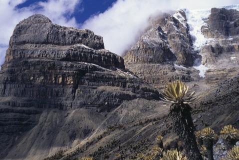 COLOMBIA, Sierra Nevada del Cocuy , "View along eastern side of Sierra with sandstone & limestone
