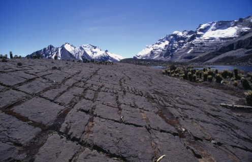 COLOMBIA, Sierra Nevada del Cocuy , "View across harshly weathered limestone karst-like plateau,