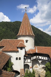 ROMANIA, Transylvania, Bran, "Turret above courtyard, Bran Castle, near Brasov"