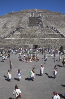MEXICO, Mexico State, Teotithuacan, "Indians entertaining, Pyramid of the Sun, Piramide del Sol,