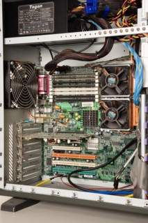INDUSTRY, Machinery, Computers, "Desktop PC personal computer with the side panel off showing the