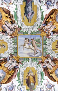 ITALY, Lazio, Rome, Vatican City Painted ceiling detail in the Papal Apartments of the Palace