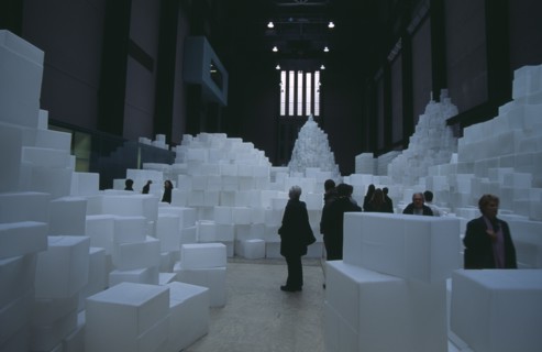 ENGLAND, London, "Tate Modern. Turbine Hall. Exhibition by Rachel Whiteread called Embankment.