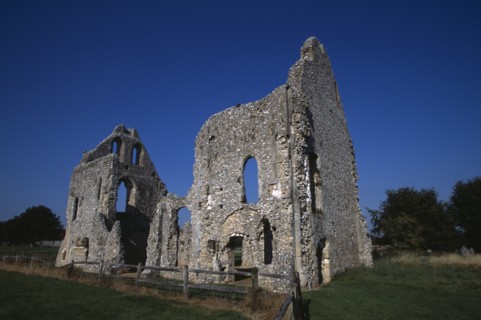 ENGLAND, West Sussex, Boxgrove, Boxgrove Priory ruins next to the Church of St Mary and St Blaise.