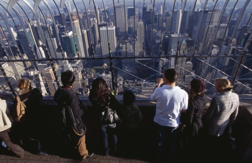 USA, New York, New York City, View north over city  from top of the Empire State Building at 8.30 a