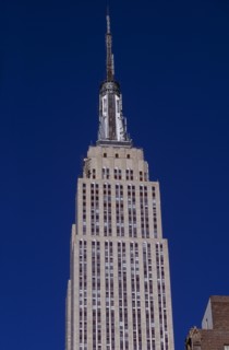 USA, New York, New York City, "Part view of the Empire State Building from East 34th Street.  Art