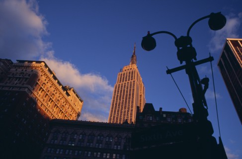 USA, New York, New York City, "Part view of the Empire State Building from 7th Avenue / West 31st