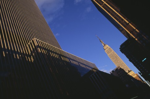 USA, New York, New York City, "Part view of the Empire State Building from West 31st Street.