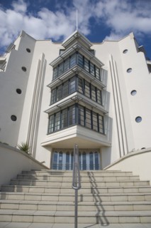 ENGLAND, West Sussex, Worthing, The Warnes modern apartment  development. Exterior view of steps