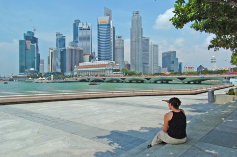 SINGAPORE, Financial District, THE FULLERTON HOTEL AND FIANANCIAL DISTRICT OF SINGAPORE CITY SEEN