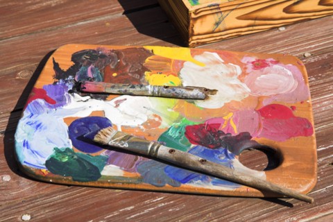 USA, Florida, Orlando, Walt Disney World Resort. Artists palette in French section of EPCOT Center