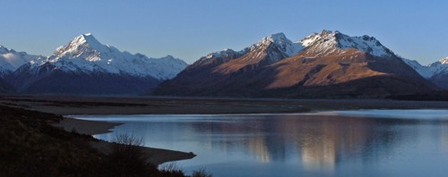 NEW ZEALAND, SOUTH ISLAND, WEST COAST, "MOUNT COOK NATIONAL PARK, VIEW OF NEW ZEALANDS HIGHEST
