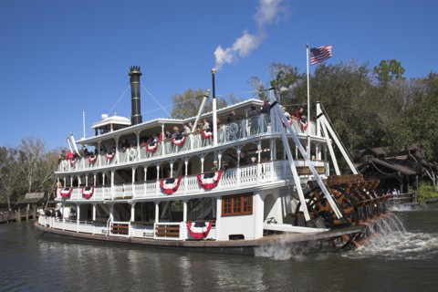 USA, Florida, Orlando, "Walt Disney World Resort. Liberty Belle Paddle Steamer, Liberty Square