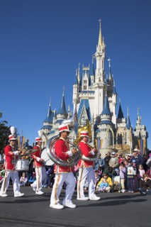 USA, Florida, Orlando, Walt Disney World Resort. Marching band during  Disney Dreams Come True