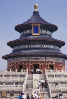 CHINA, Beijing, "Tiantan Park.  The Hall of prayer for Good Harvests ( qi nian dian ).  Tiered,