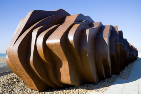 ENGLAND, West Sussex, Littlehampton, The rusted metal structure of the fish and seafood restaurant