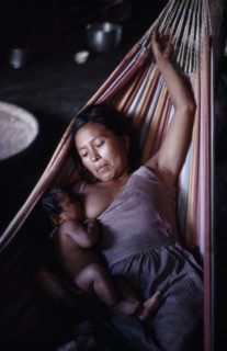 COLOMBIA, North West Amazon, Tukano Indigenous People, Makuna mother  Venancio's wife