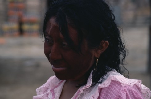 COLOMBIA, Guajira Peninsula, Guajiro Indians, Head and shoulders portrait of Guajira woman with