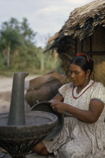 COLOMBIA, North West Amazon, Tukano Indigenous People, Barasana woman  Paulina  headman Bosco's