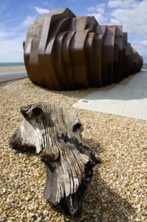 ENGLAND, West Sussex, Littlehampton, The rusted metal structure of the fish and seafood restaurant