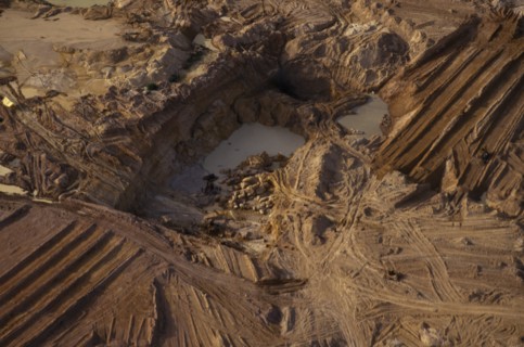 BRAZIL, Mato Grosso, Peixoto de Azevedo, "A garimpo gold mine on former Panara territory, showing