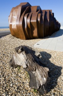 ENGLAND, West Sussex, Littlehampton, The rusted metal structure of the fish and seafood restaurant