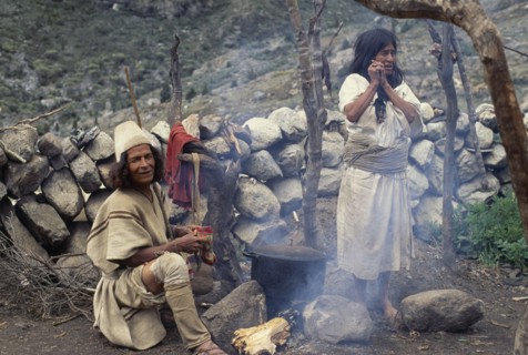 COLOMBIA, Sierra Nevada de Santa Marta, Ika, Ika brother and sister in traditional woven