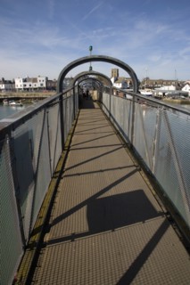 ENGLAND, West Sussex, Shoreham-by-Sea, Footbridge across the river Adur linking the town centre
